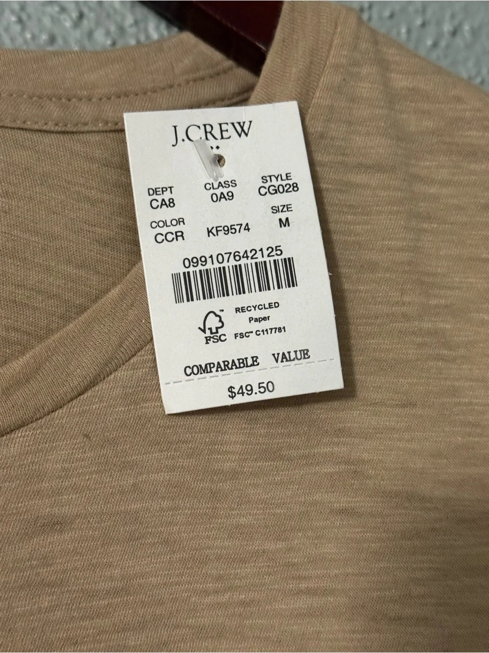 NWT J.Crew Collector Tee Cafe Croissant Graphic T-Shirt Tan Size M CG028